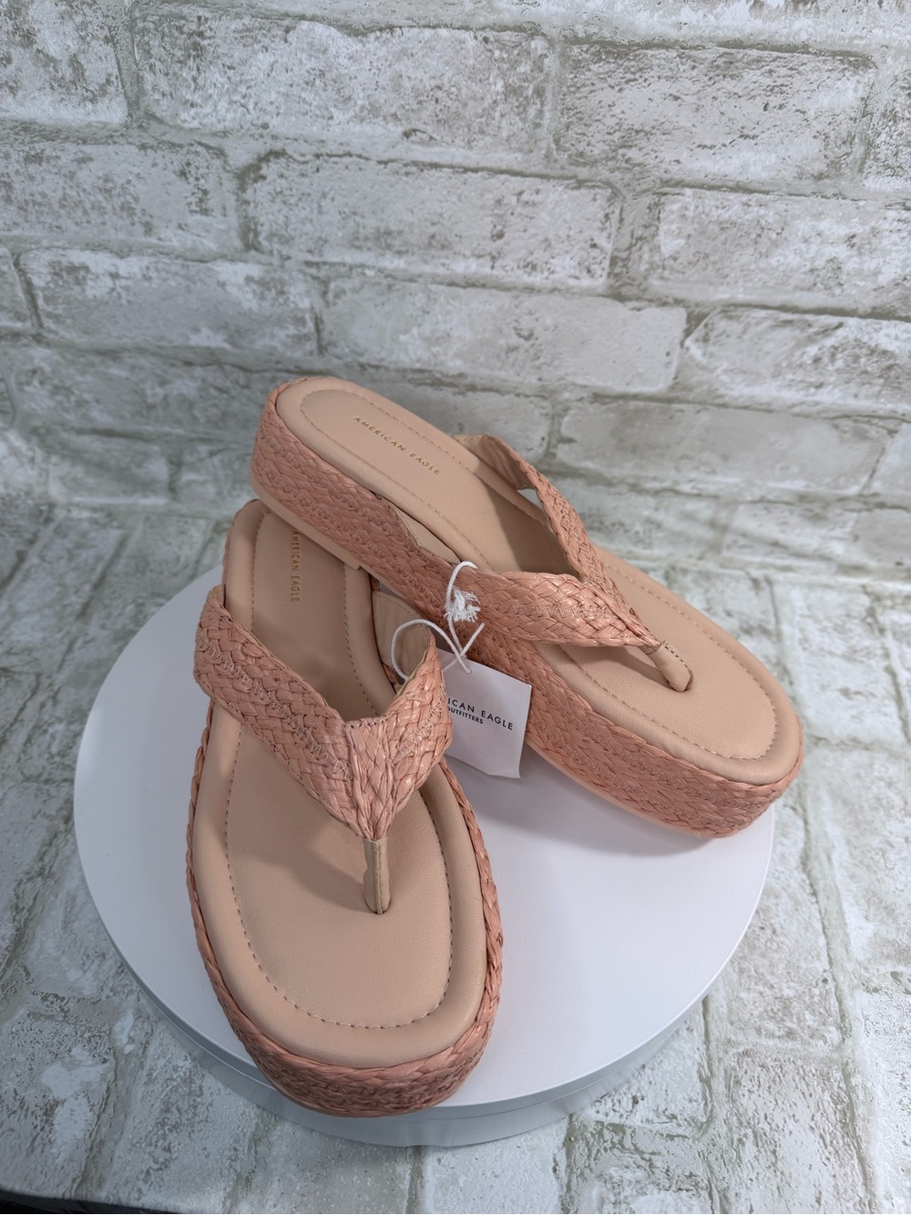 American Eagle Outfitters Blush Woven Platform Thong Sandals $45 - NWT